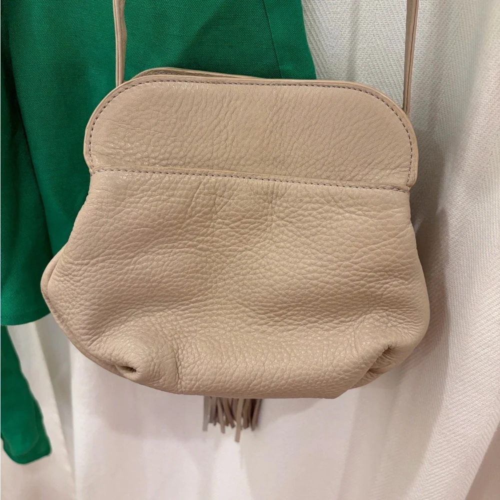 HOBO Beige Leather Crossbody Bag with Tassel